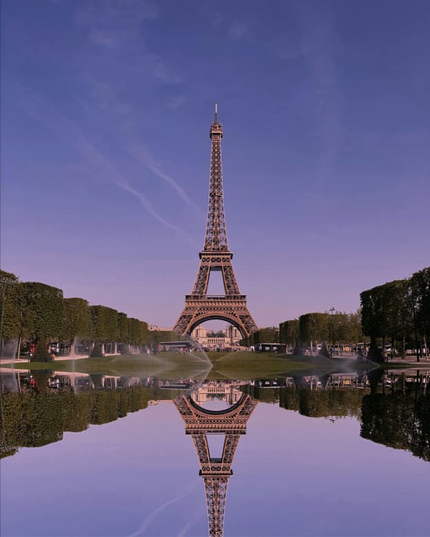 The Eiffel Tower in Paris, France which was unveiled at the 1889 World Expo. 