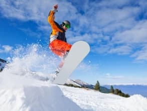 Winter sports in Switzerland, snowboarding in the alps