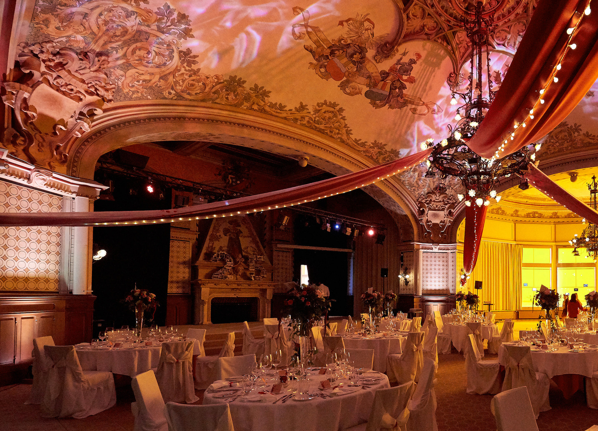 the grand hall at Caux Palace